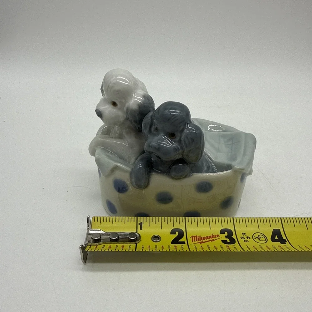 Nao by Lladro Poodles & Dots Figurine Dogs #1082 Blue White 3